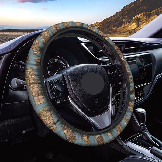 Native America Steering Wheel Cover Native American Totem Tribal Pattern Driving Wheel Cover Brown