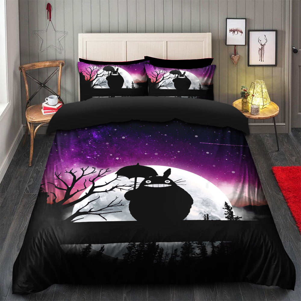 SGhibli Bedding Set Totoro Ghibli In Moon Night Duvet Covers Black Unique Gift