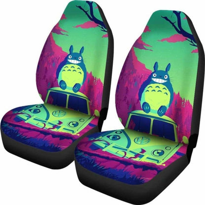 SGhibli Car Seat Covers Totoro On Hippie Van Graphic Seat Covers Colorful