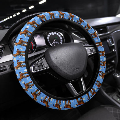 Toy Story Steering Wheel Cover Toy Story Bullseye Graphic Pattern Driving Wheel Cover Blue Brown