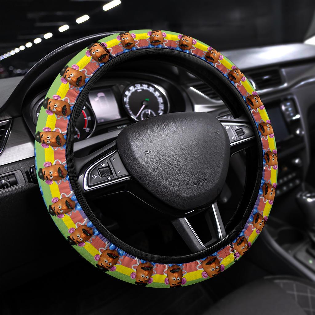 Toy Story Steering Wheel Cover Toy Story Mr Potato Head Graphic Pattern Driving Wheel Cover Brown