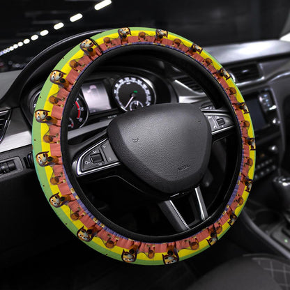 Toy Story Steering Wheel Cover Toy Story Slinky Dog Graphic Pattern Driving Wheel Cover Brown