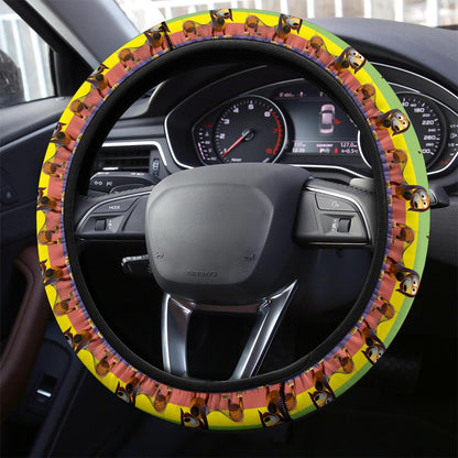 Toy Story Steering Wheel Cover Toy Story Slinky Dog Graphic Pattern Driving Wheel Cover Brown