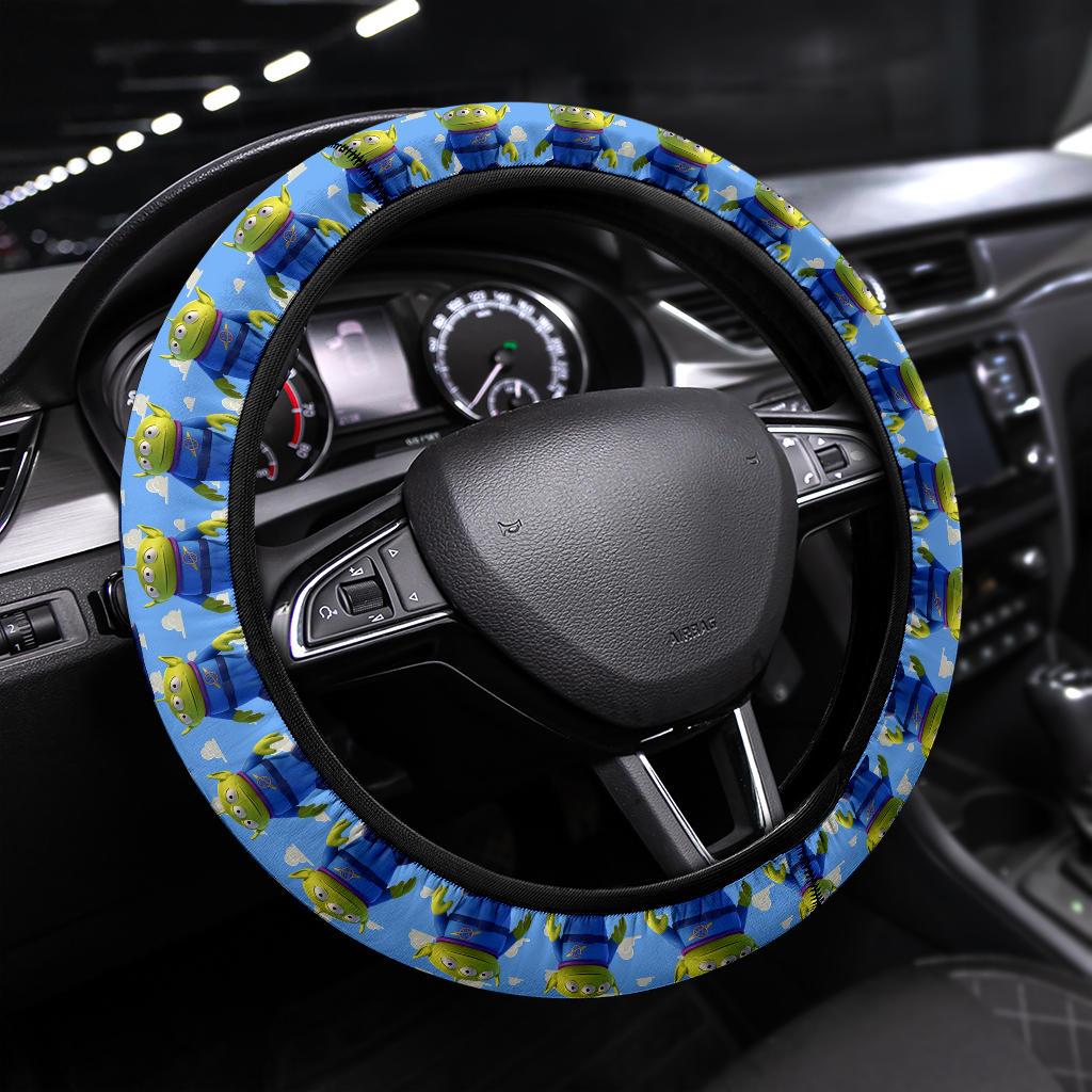 Toy Story Steering Wheel Cover Toy Story Three Little Alien Pattern Driving Wheel Cover Blue