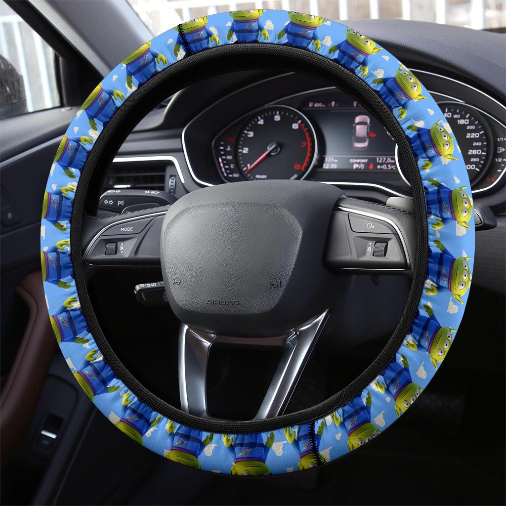 Toy Story Steering Wheel Cover Toy Story Three Little Alien Pattern Driving Wheel Cover Blue