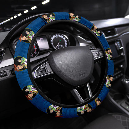 Toy Story Steering Wheel Cover Woody And Buzz Lightyear Christmas Driving Wheel Cover Blue