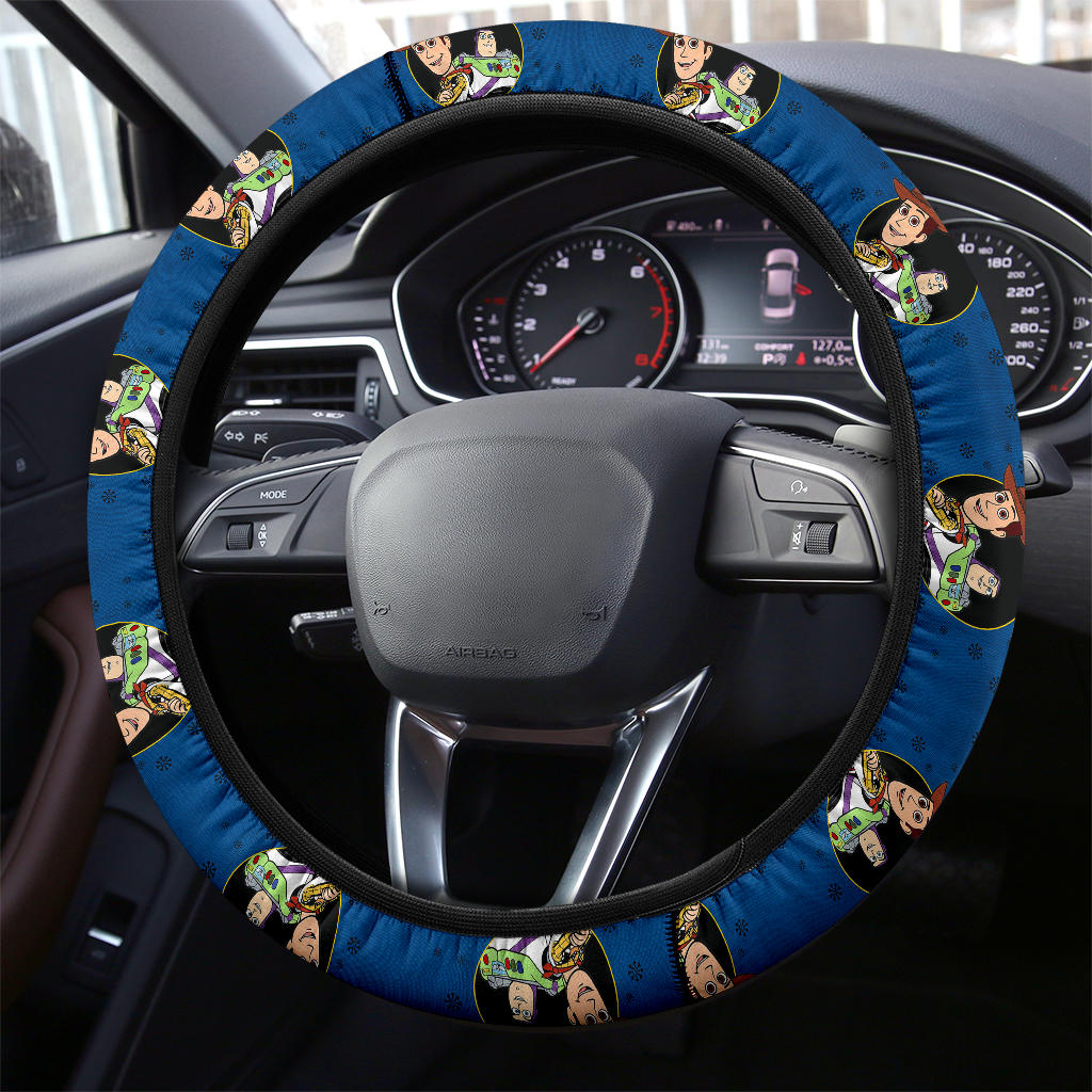 Toy Story Steering Wheel Cover Woody And Buzz Lightyear Christmas Driving Wheel Cover Blue