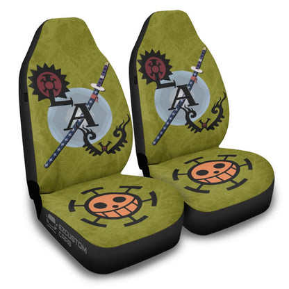 One Piece Car Seat Covers Trafalgar D Law Sword And Symbol Seat Covers Green Black