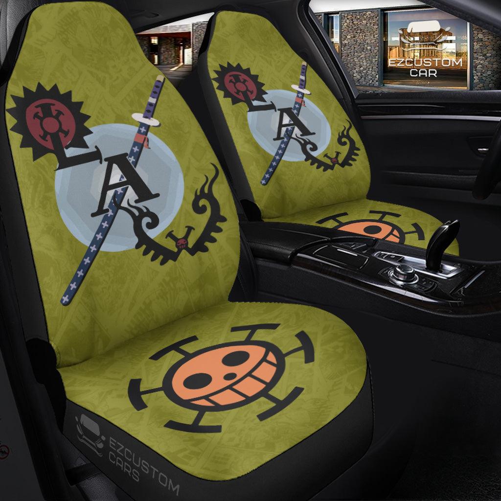 One Piece Car Seat Covers Trafalgar D Law Sword And Symbol Seat Covers Green Black