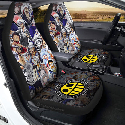 One Piece Car Seat Covers Character Trafalgar D Water Law Pattern Seat Covers Colorful