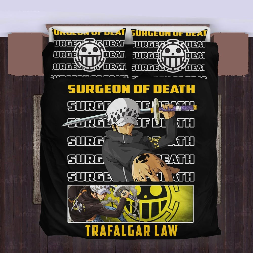 One Piece Bedding Set Trafalgar Law Surgeon Of Death Duvet Covers Black Unique Gift