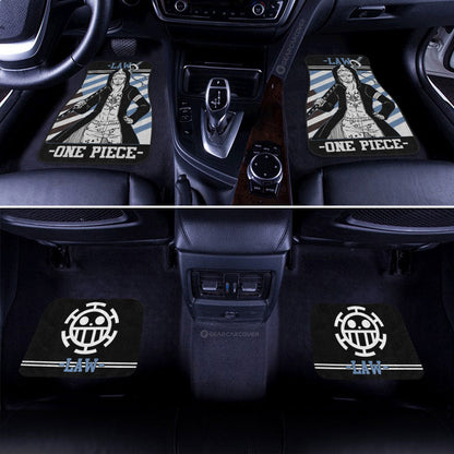 One Piece Car Mats One Piece Character Trafalgar Law Jolly Roger Symbol Car Floor Mats Black Blue