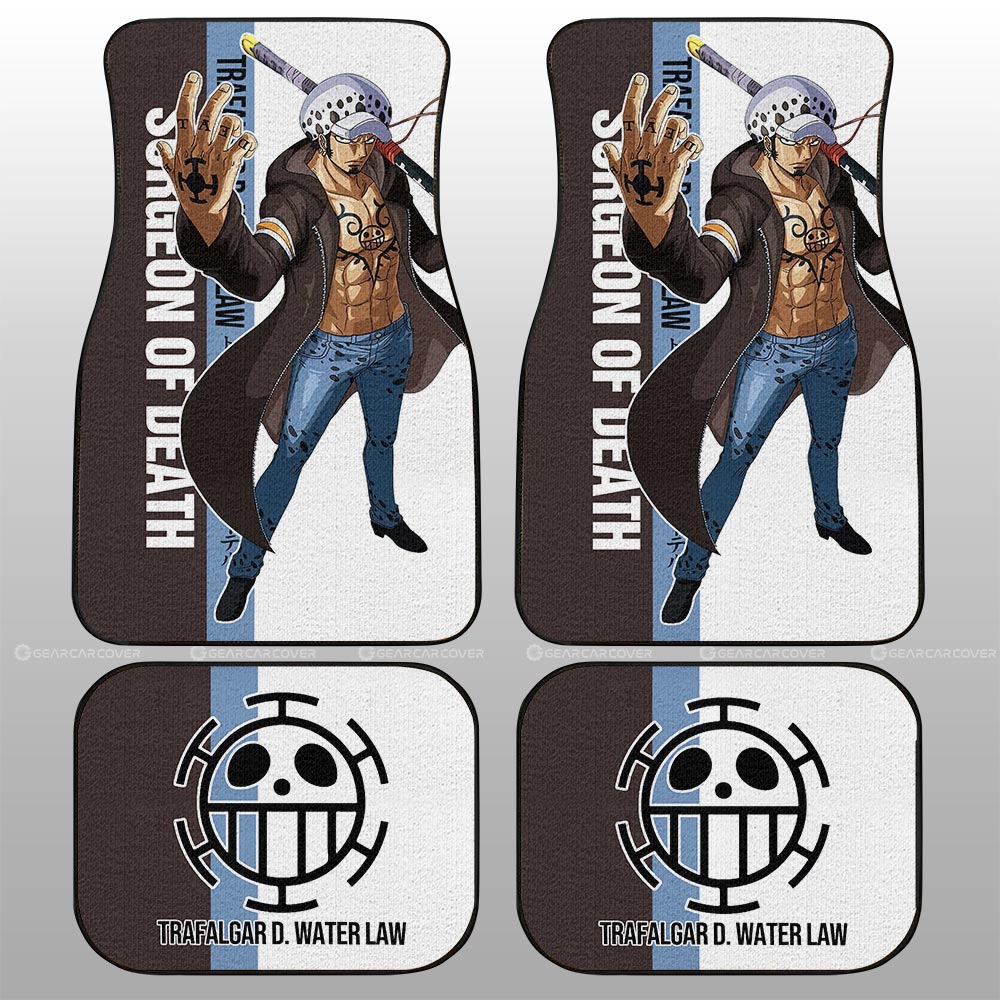 One Piece Car Mats Trafalgar Law Surgeon Of Death Heart Pirate Symbol Car Floor Mats Colorful