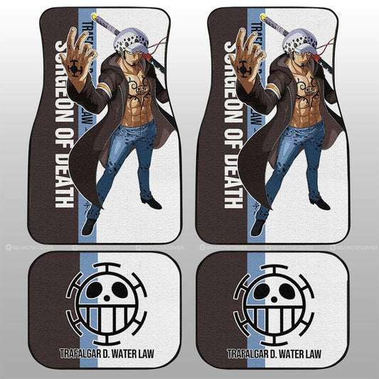 One Piece Car Mats Trafalgar Law Surgeon Of Death Heart Pirate Symbol Car Floor Mats Colorful