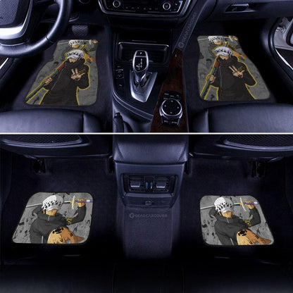 One Piece Car Mats One Piece Trafalgar Law Face Graphic Manga Pattern Car Floor Mats Black Gray