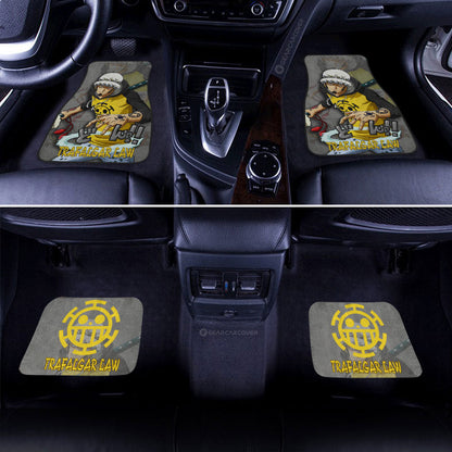 One Piece Car Mats One Piece Trafalgar Law Graphic Heart Pirate Symbol Car Floor Mats Gray Yellow