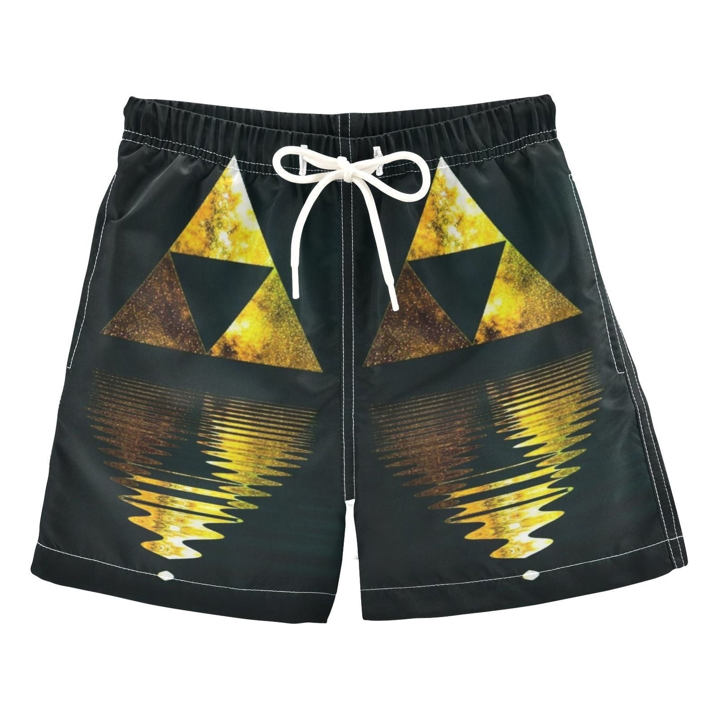 The Legend Of Zelda Shorts The Tri-Force Shadow On Water Graphic Beach Shorts Black Yellow