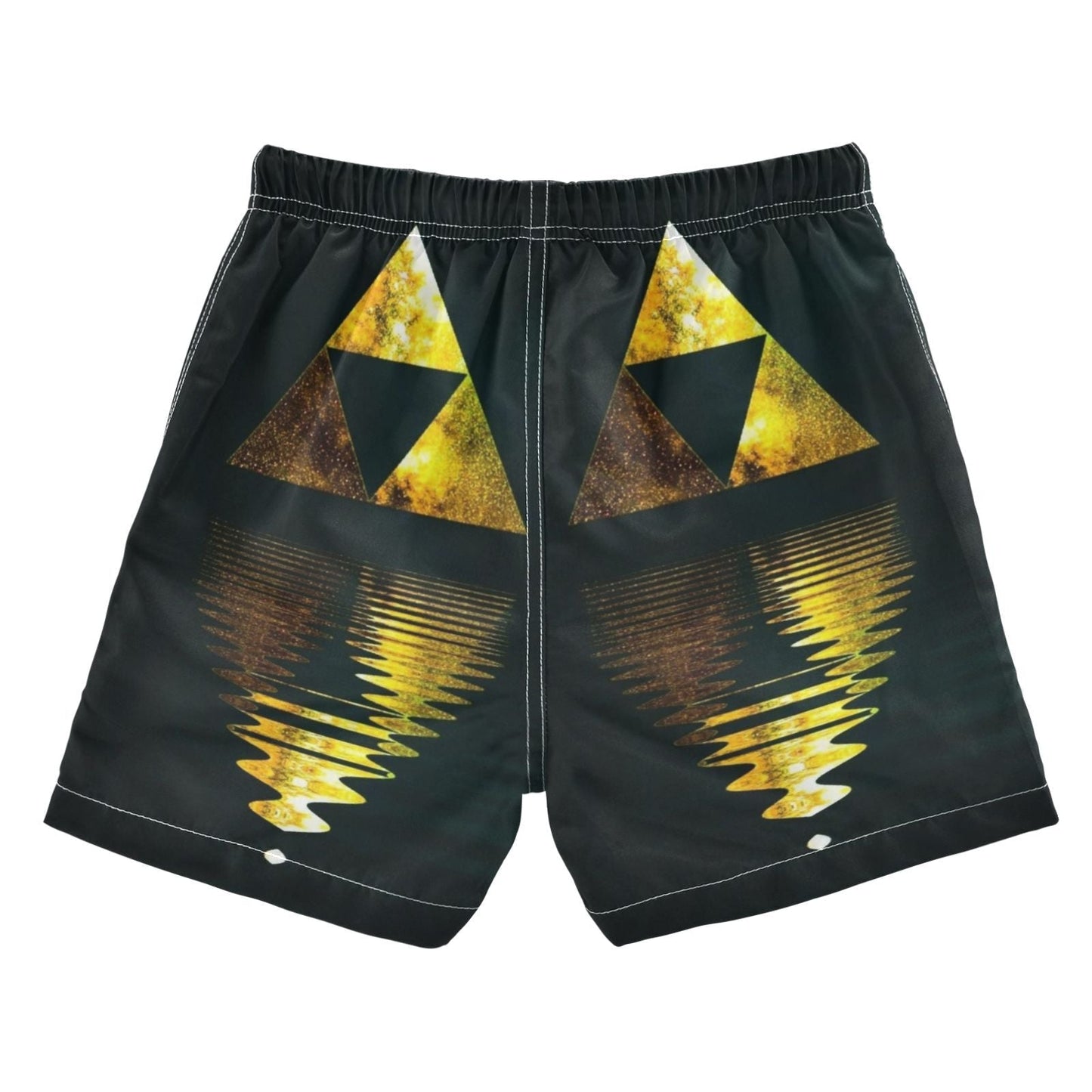 The Legend Of Zelda Shorts The Tri-Force Shadow On Water Graphic Beach Shorts Black Yellow