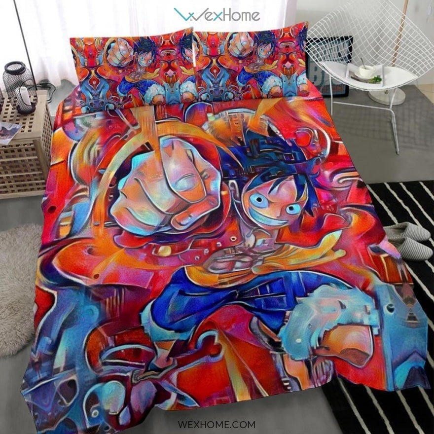 One Piece Bedding Set Monkey D Luffy Fighting Pose Art Duvet Covers Colorful Unique Gift