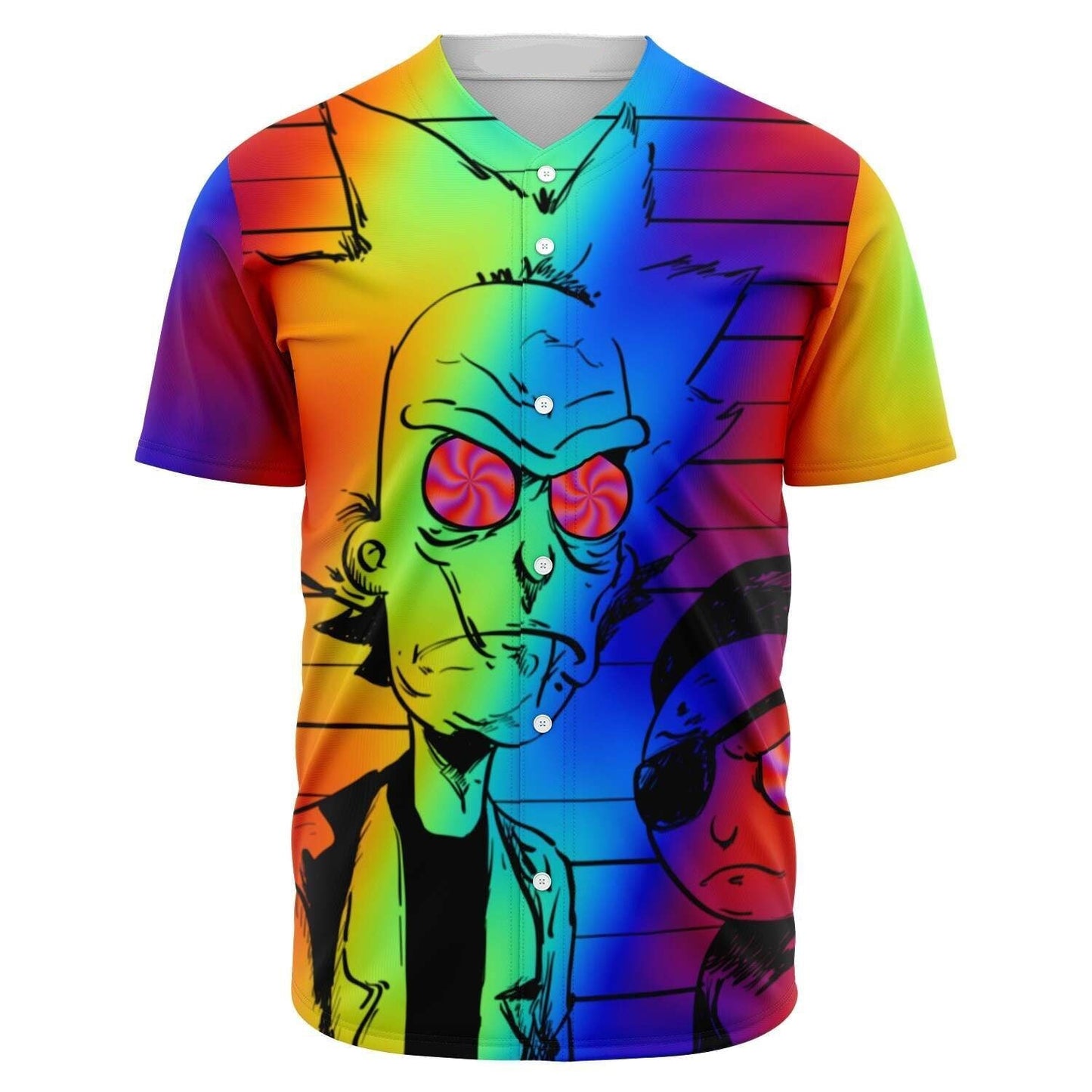 Rick and Morty Baseball Jersey Morty Eyes Rainbow Jersey Shirt Colorful Unisex Adult New Release