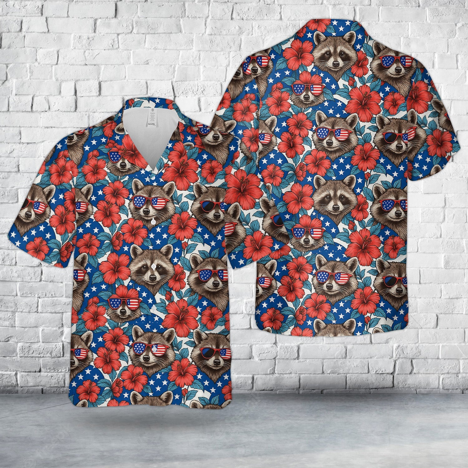Tropical Raccoon 4th Of July Hawaiian Shirt