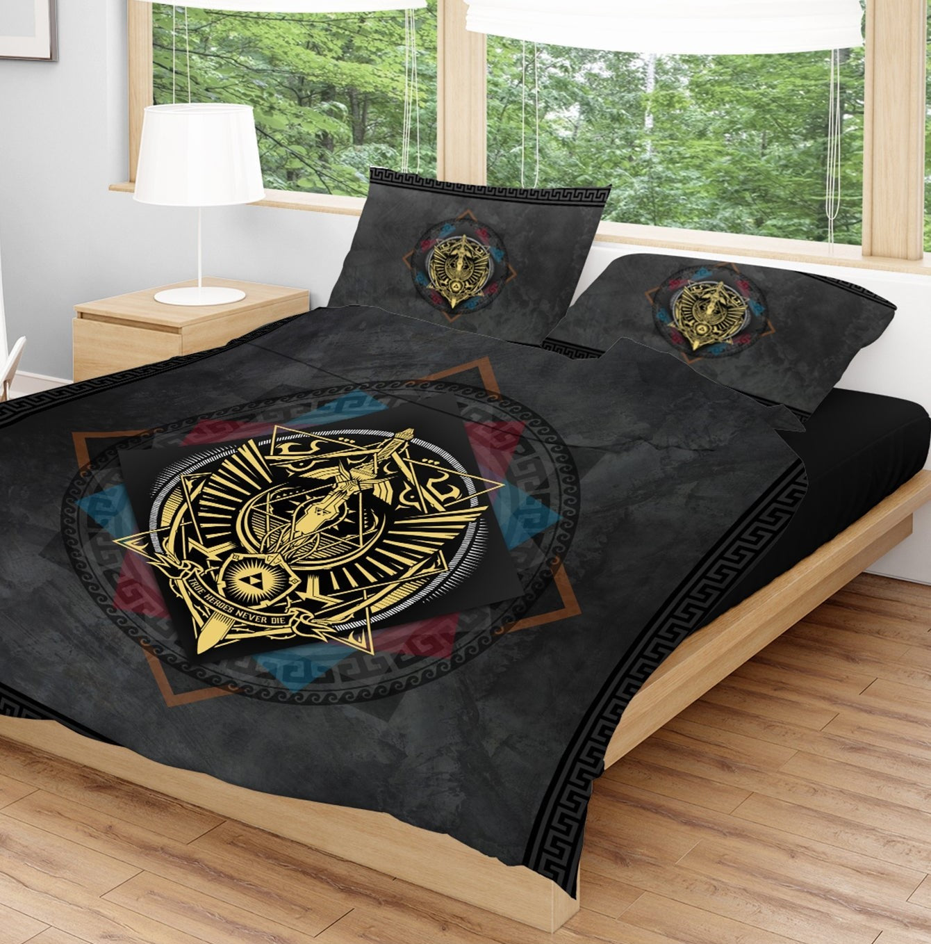 The Legend Of Zelda Bedding Set True Heroes Never Die Shield And Sword Duvet Covers Black Unique Gift