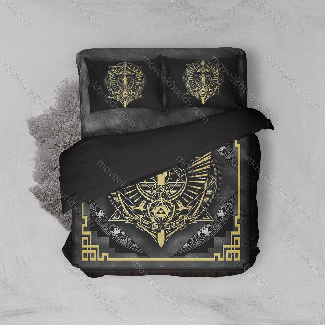 The Legend Of Zelda Bedding Set True Heroes Never Die Duvet Covers Black Unique Gift