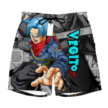 Dragon Ball Shorts Character Trunks Manga Pattern Beach Shorts Blue Gray