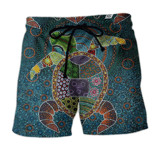 Turtle Shorts Pointillism Art Style Turtle Beach Shorts Colorful