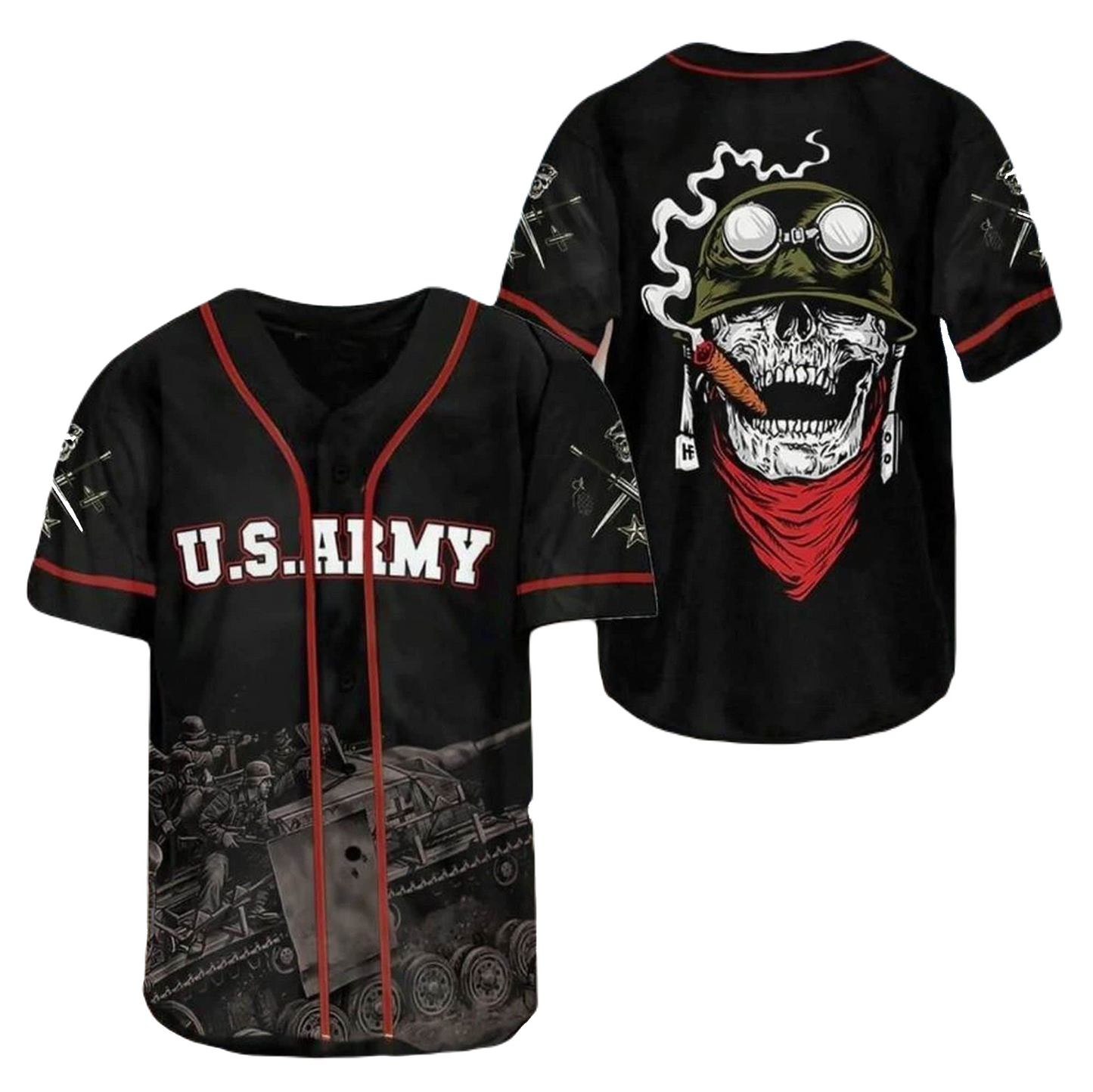 Veteran Baseball Jersey Military Skull Veteran Army Jersey Shirt Black Unisex Adult New Release