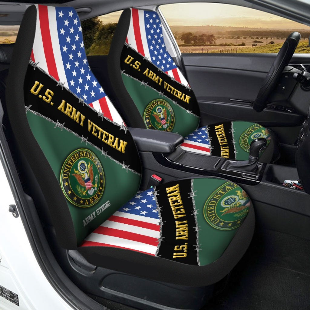 Veteran Car Seat Covers Veteran US Army Strong American Flag Seat Covers Green Blue