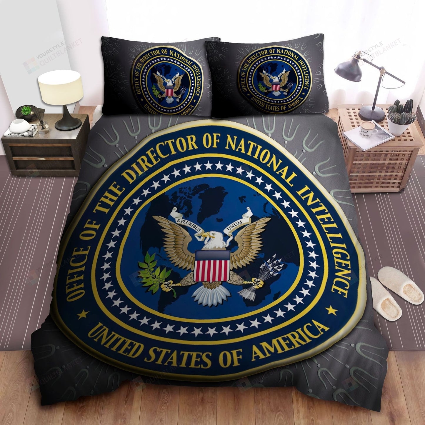 Veteran Bedding Set US Navy Crest Symbol Graphic Duvet Covers Gray Blue Unique Gift