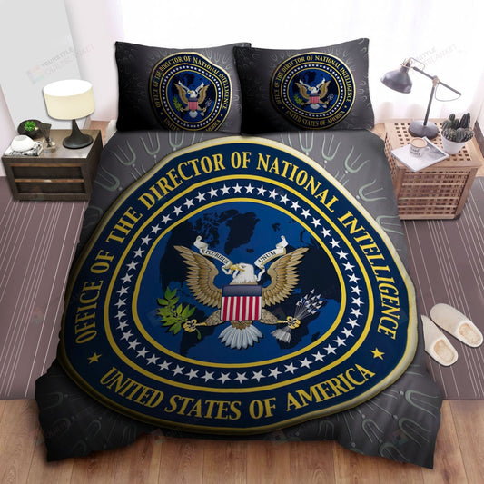 Veteran Bedding Set US Navy Crest Symbol Graphic Duvet Covers Gray Blue Unique Gift