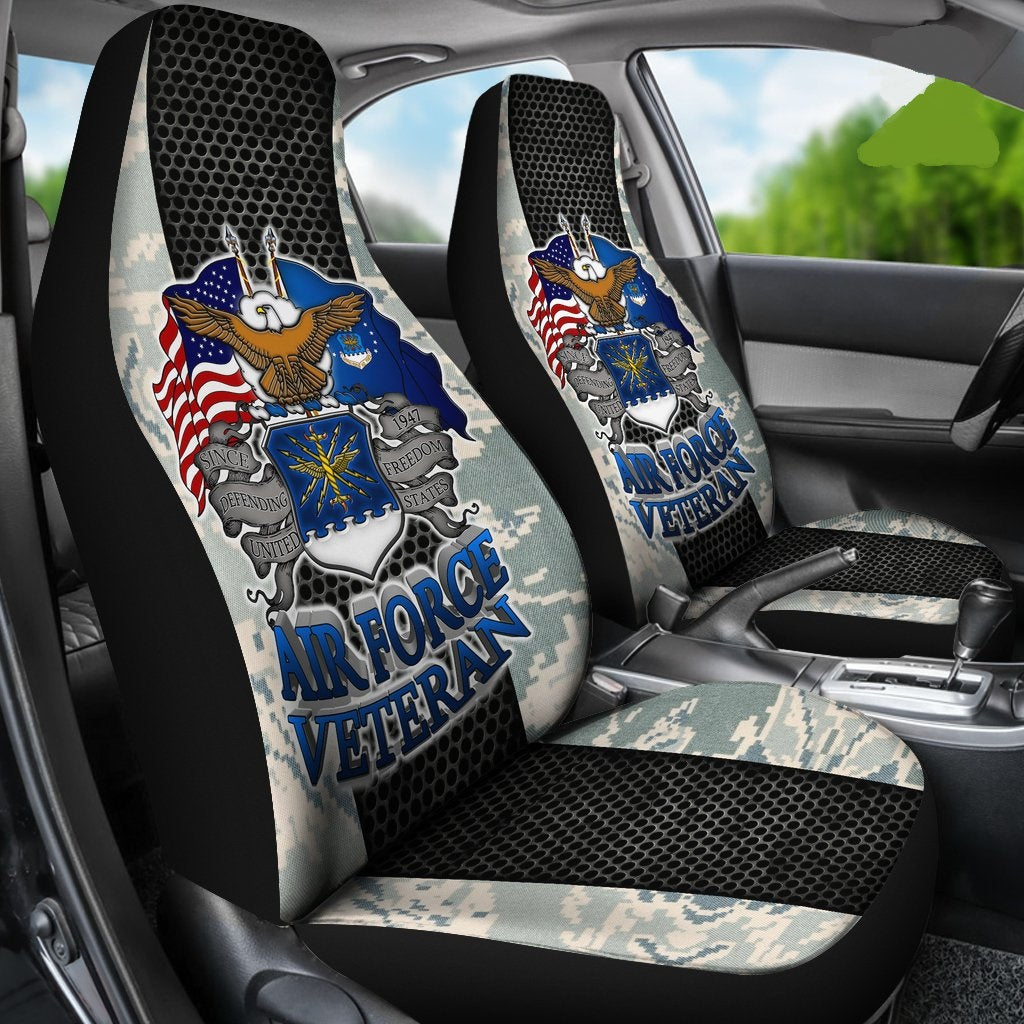 Veteran Car Seat Covers Air Force Veteran Symbol Camo Pattern Seat Covers Black Gray