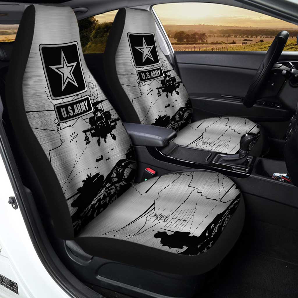 Veteran Car Seat Covers US Army Symbol Helicopter Graphic Seat Covers Black Gray