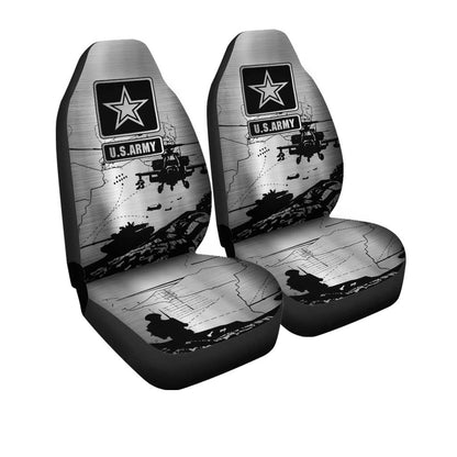 Veteran Car Seat Covers US Army Symbol Helicopter Graphic Seat Covers Black Gray