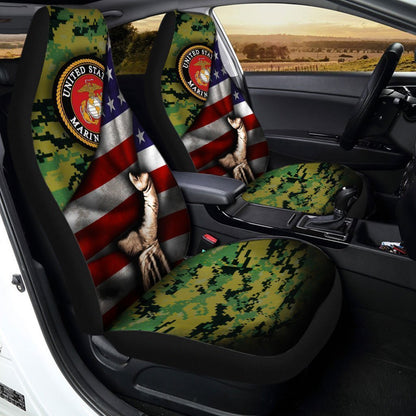 Veteran Car Seat Covers US Marine Corps American Flag Camo Pattern Seat Covers Green