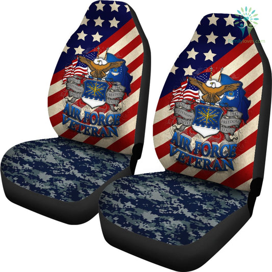 Veteran Car Seat Covers Air Force Veteran Symbol Camo Pattern Seat Covers Blue Red