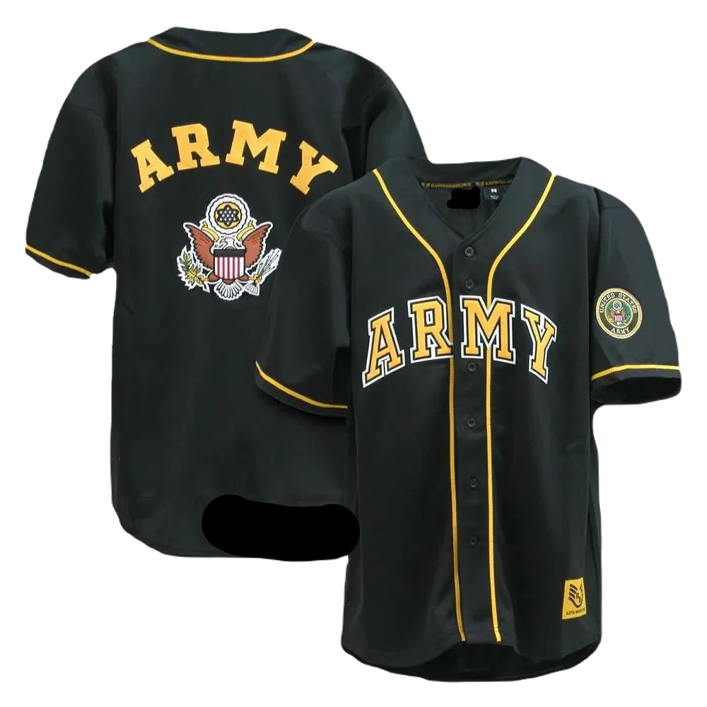 Veteran Baseball Jersey Logo Graphic Veteran Army Jersey Shirt Black Yellow Unisex Adult New Release