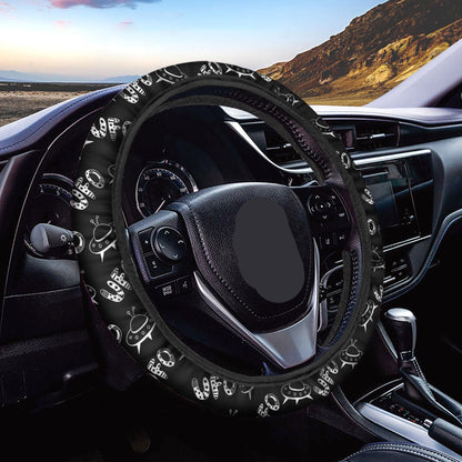 UFO Steering Wheel Cover UFO Graphic And Name Pattern Driving Wheel Cover Black White