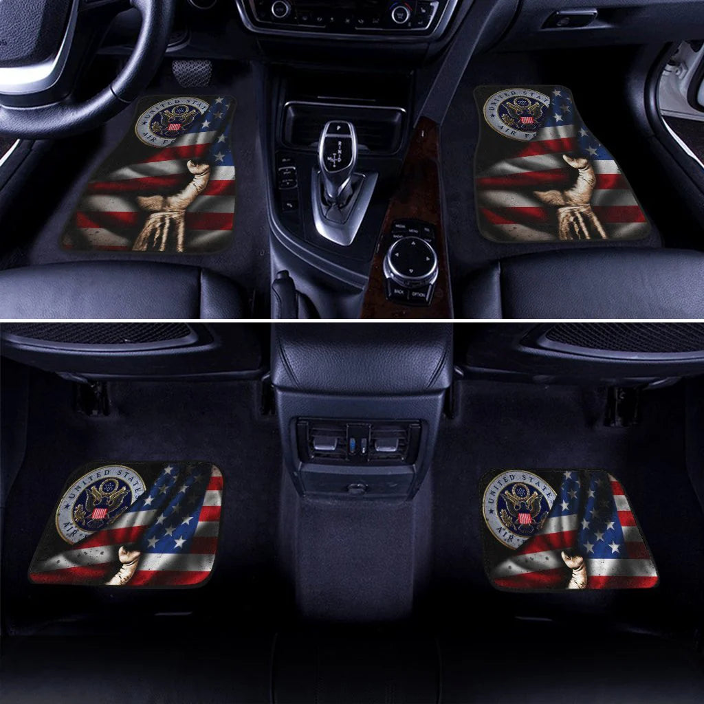 Veteran Car Mats US Air Force Hand Holding American Flag Car Floor Mats Colorful