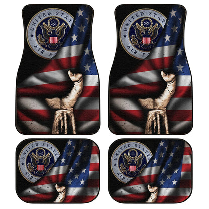 Veteran Car Mats US Air Force Hand Holding American Flag Car Floor Mats Colorful