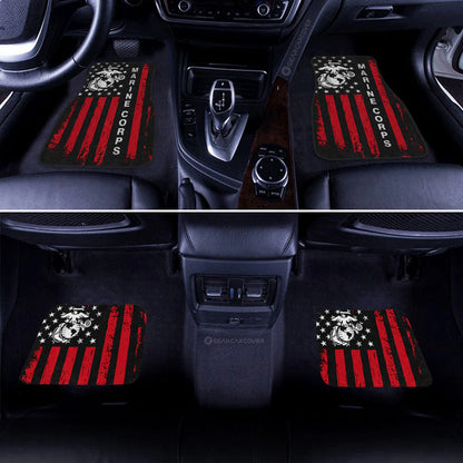 Veteran Car Mats US Marine Corps American Flag Pattern Car Floor Mats Black Red