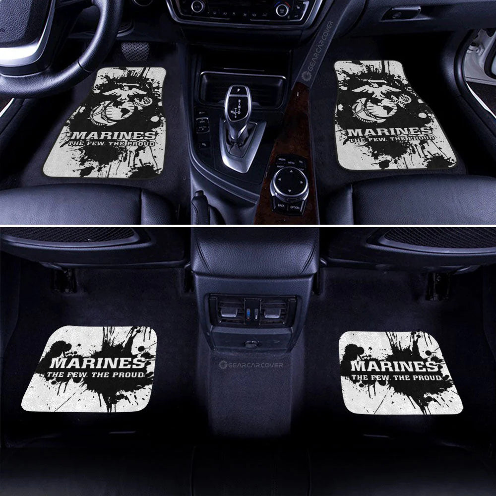 Veteran Car Mats US Marine Corps Plashing Paint Pattern Car Floor Mats Black White