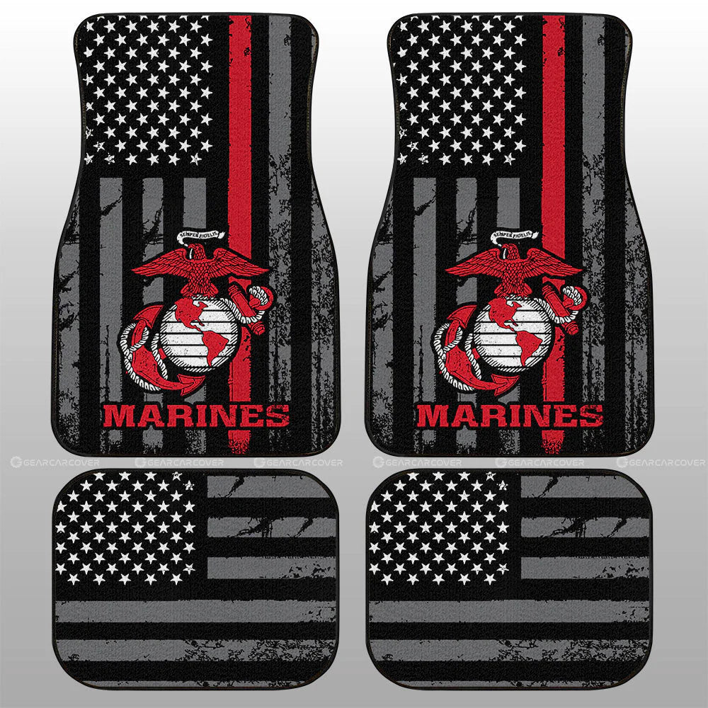 Veteran Car Mats US Marine Corps Symbol American Flag Car Floor Mats Black Red