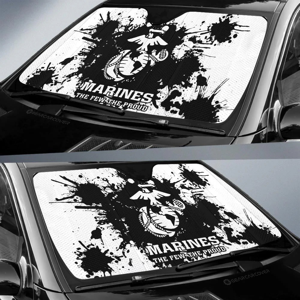 Veteran Car Sun Shade US Marine Corps The Few The Proud Winshield Sun Shade Black White