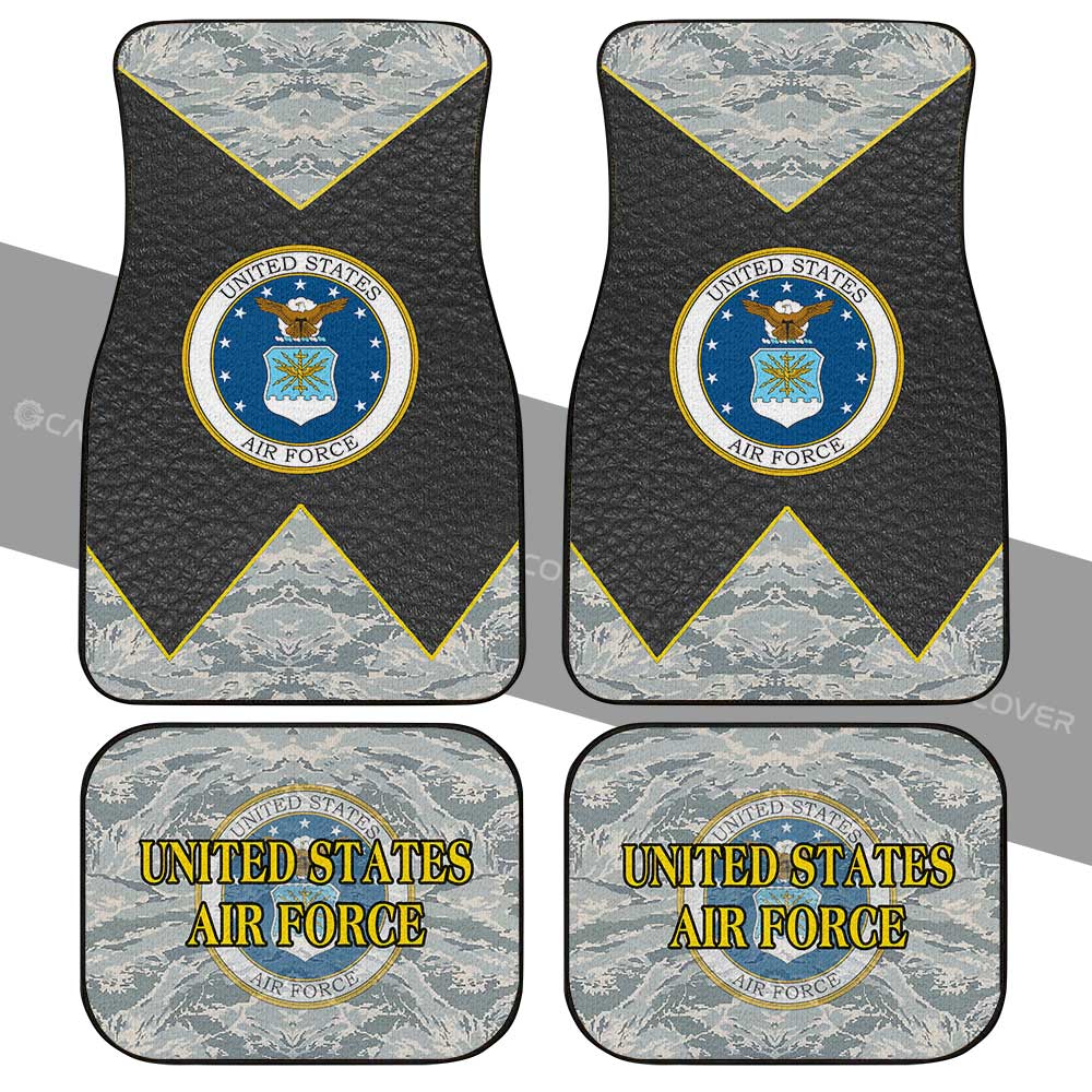 Veteran Car Mats United States Air Force Leather Camo Pattern Car Floor Mats Black Blue