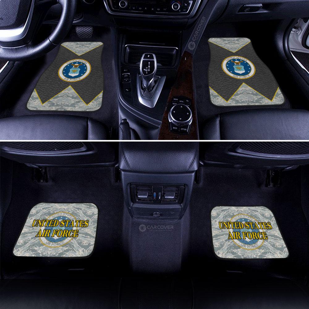 Veteran Car Mats United States Air Force Leather Camo Pattern Car Floor Mats Black Blue