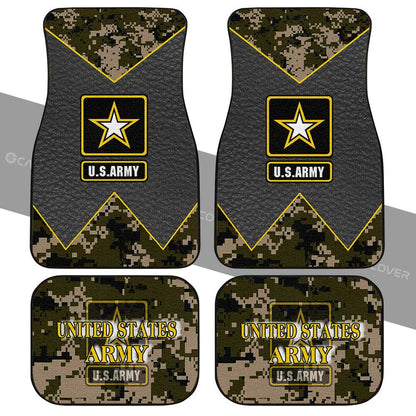 Veteran Car Mats US Army Leather Camo Pattern Car Floor Mats Gray Brown