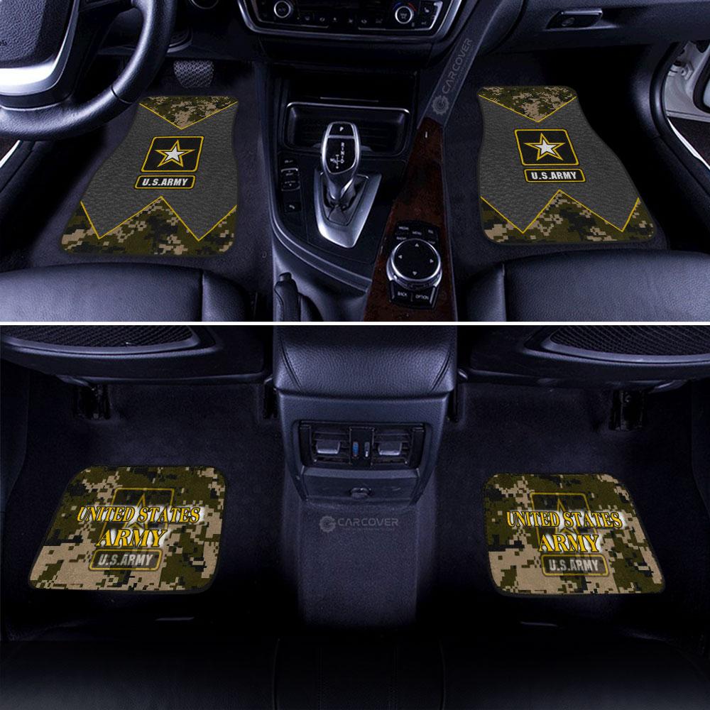 Veteran Car Mats US Army Leather Camo Pattern Car Floor Mats Gray Brown